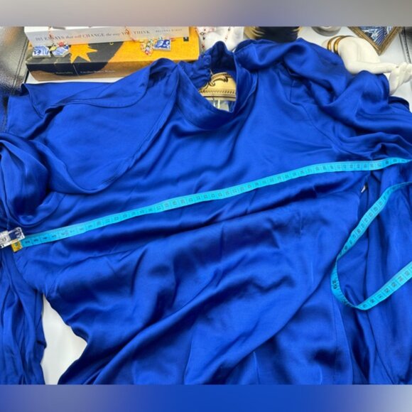 🆕 FARM Rio 🧿 NWOT Bright Blue Backless Ruffle Sleeve Mini Dress, Sz XS - Picture 15 of 16